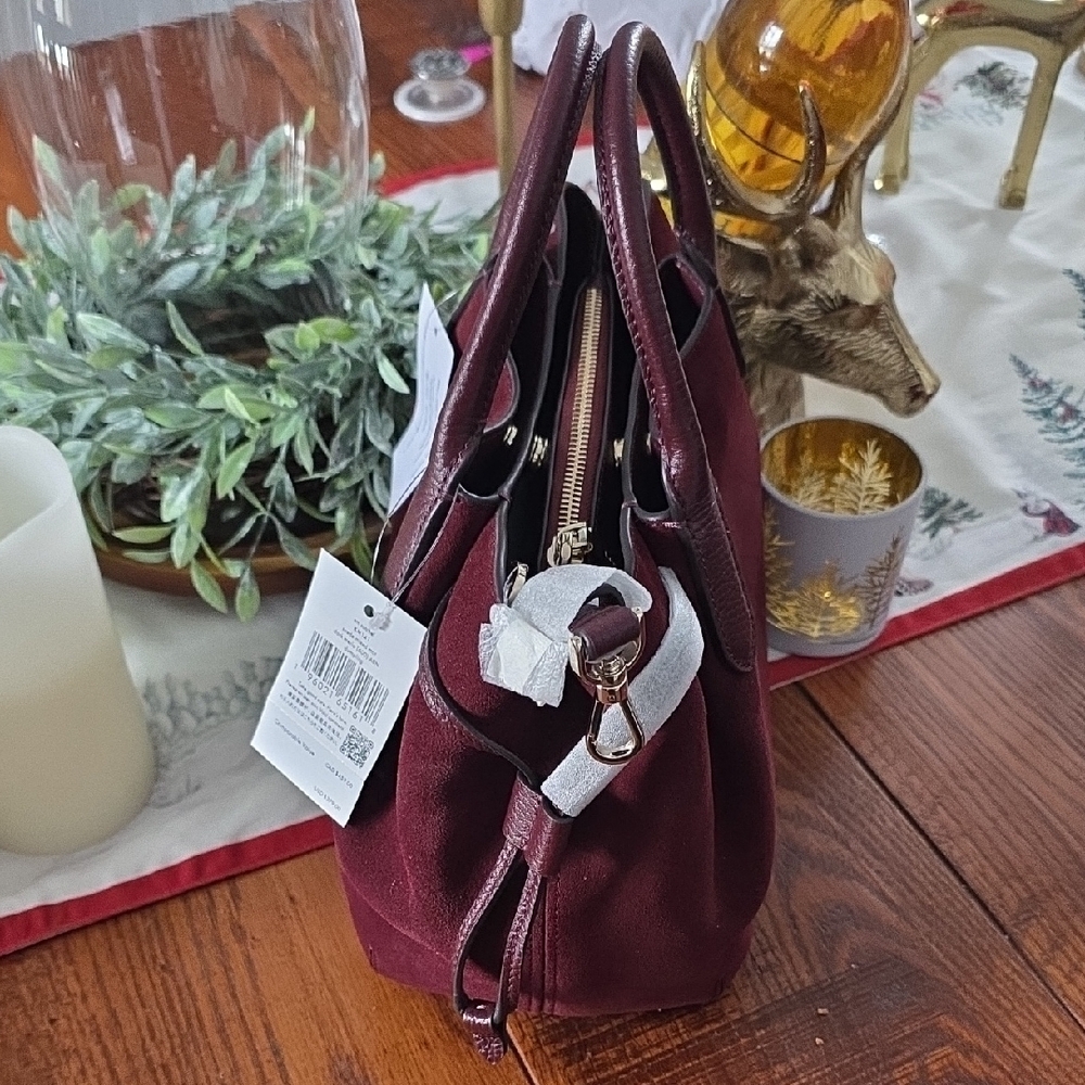 Kate Spade Burgundy Suede Satchel - Picture 3 of 6